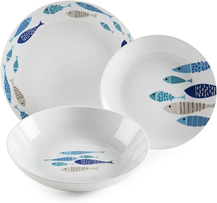 Excelsa Ocean North Sea 18-Piece Porcelain Dinnerware Set