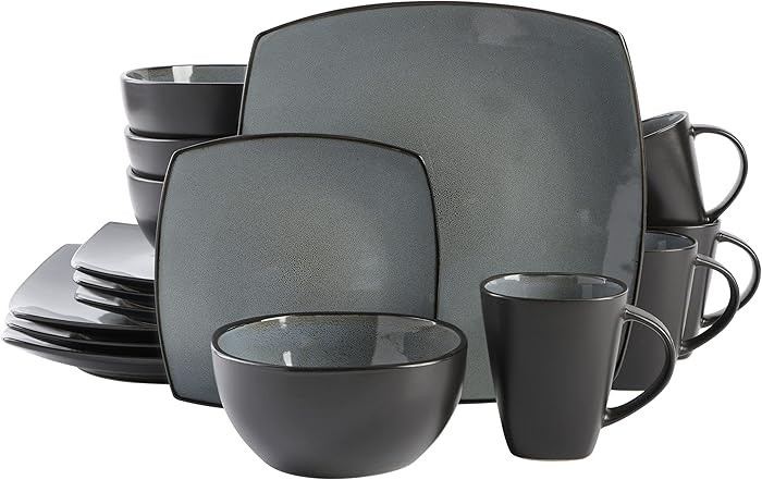 Gibson Soho Lounge Square Stoneware Dinnerware Set Eclipse