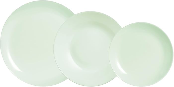 LUMINARC DIWALI PARADISE, Green Opal Glass Dinner Set
