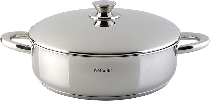STAINLESS LOW COOKING POT WITH LID 32 cm