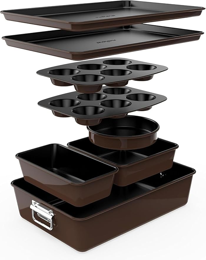 Nutrichef 8 Piece Non-Stick Stacking Baking Pan Set