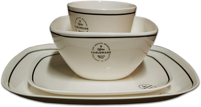 Olpro Signature Square Melamine 16-Piece Dinnerware Set