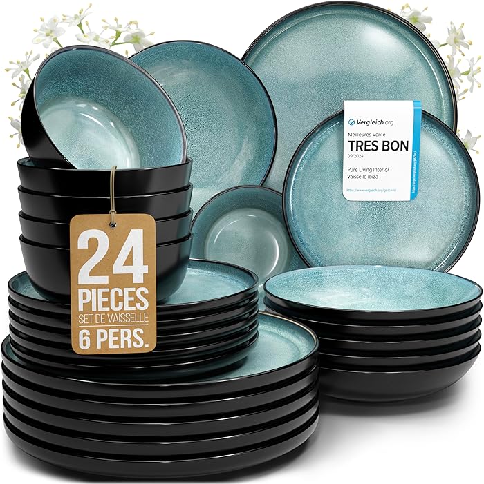 Pure Living 24-Piece Dinnerware Set for 6 People