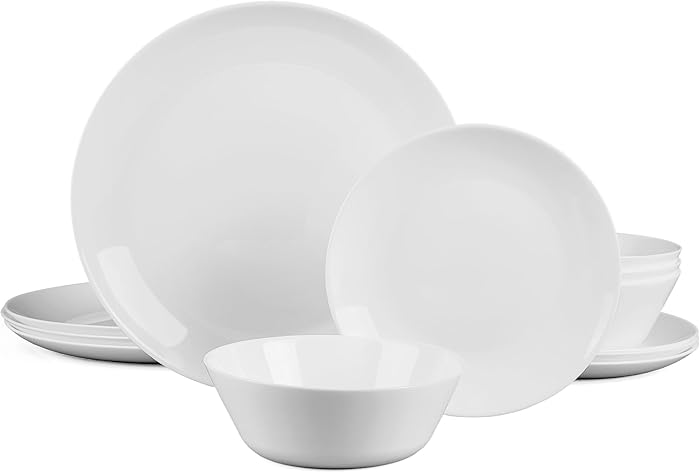 Service assiettes LaGlint Opal Glass 12 pièces blanc