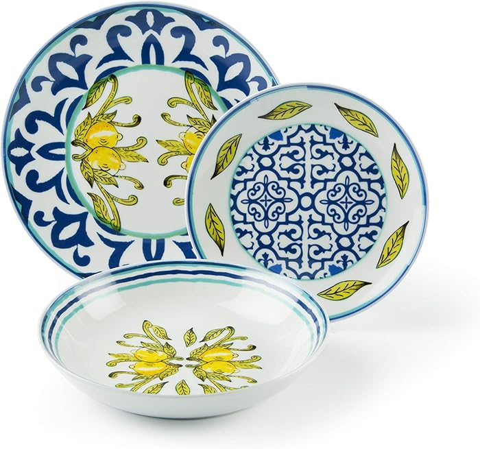 Excelsa Amalfi Service de Table 18 pièces en Porcelaine