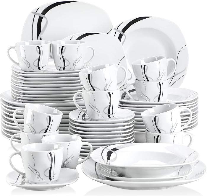 VEWEET FIONA, 60pcs Service de Table 12Pers