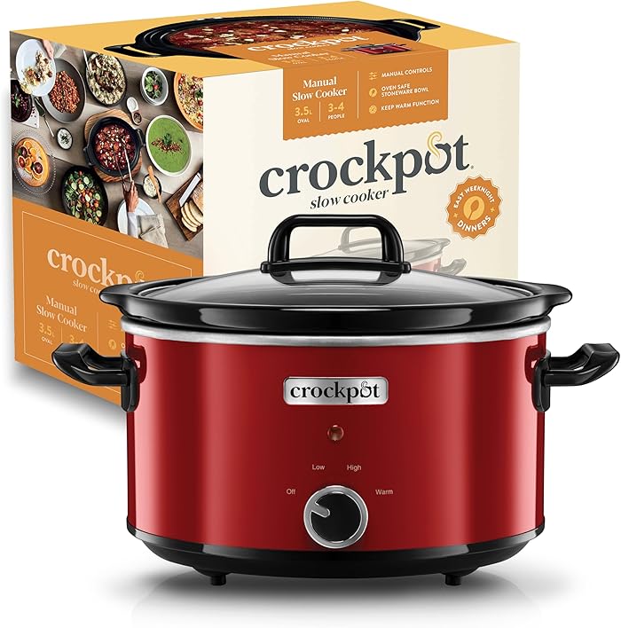 Crock Pot Manual Electric Slow Cooker | 3.5L (2-3 Persons) | Keep Warm Function | Removable Container | Red [SCV400RD]