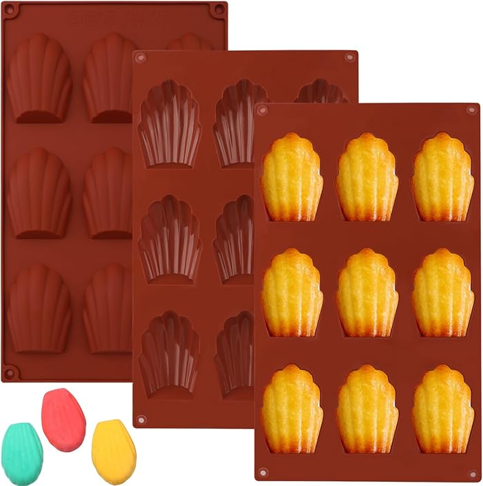 Set of 3 Silicone Madeleine Moulds, 9 Cavities